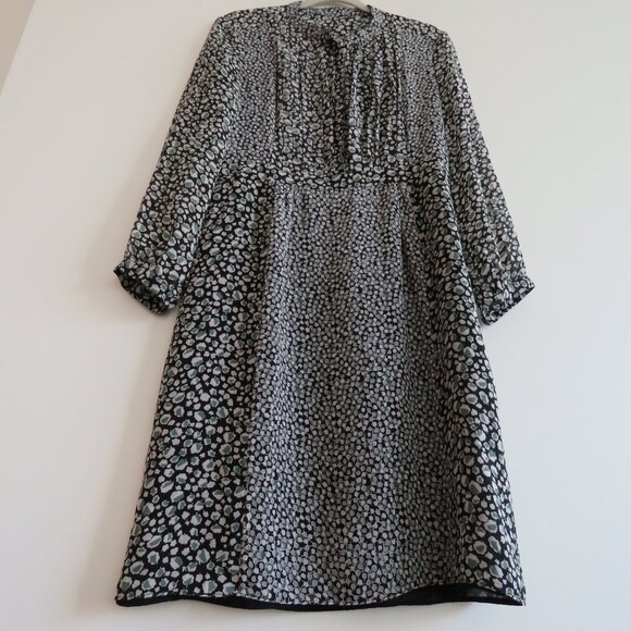 BURBERRY BRIT 100% Silk Ditsy Floral Crepe Pintuck Dress Academia Preppy Luxury - Picture 12 of 16